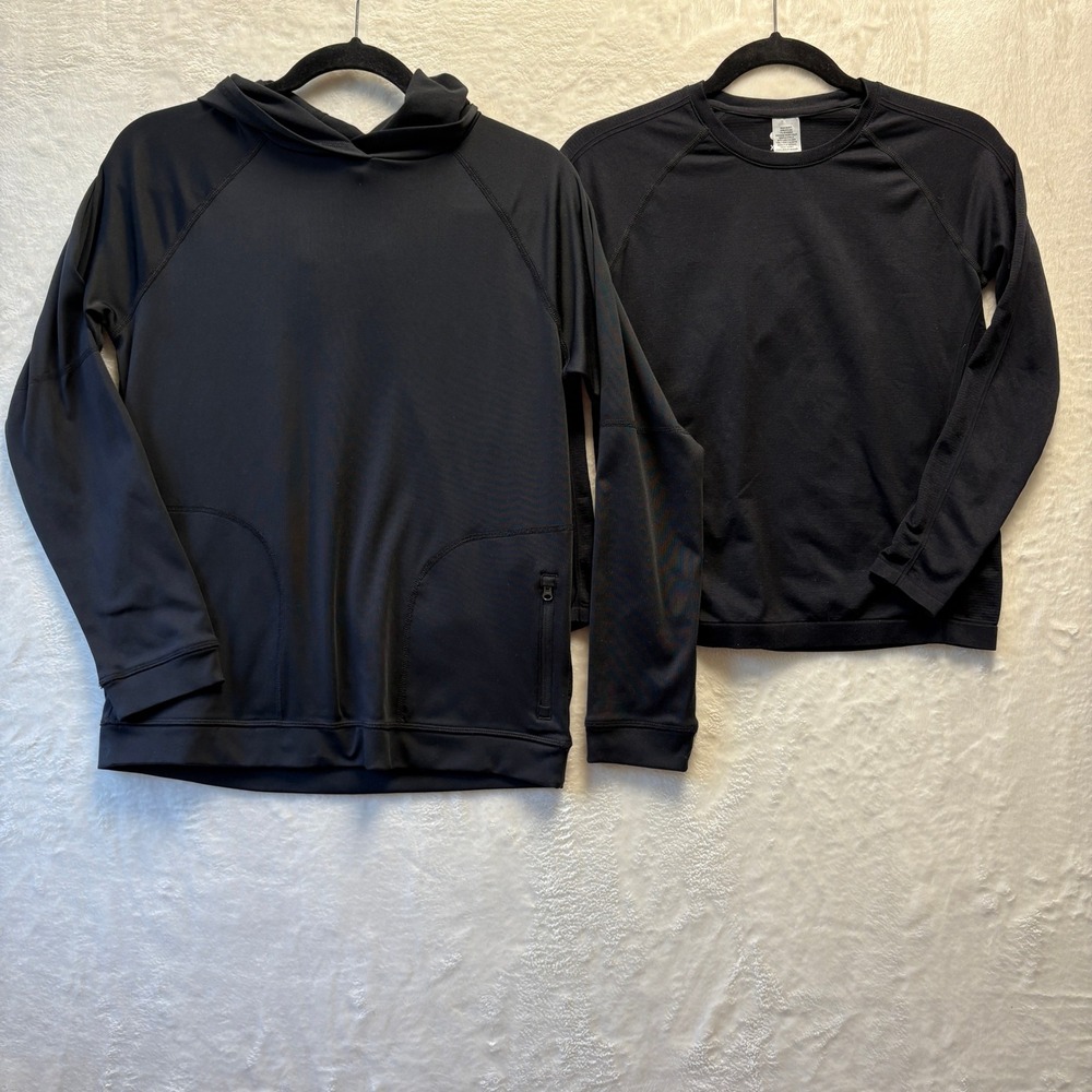 Zella Activewear Set Hoodie Pullover Thumb Hole Black XL(14/16) Kids‎